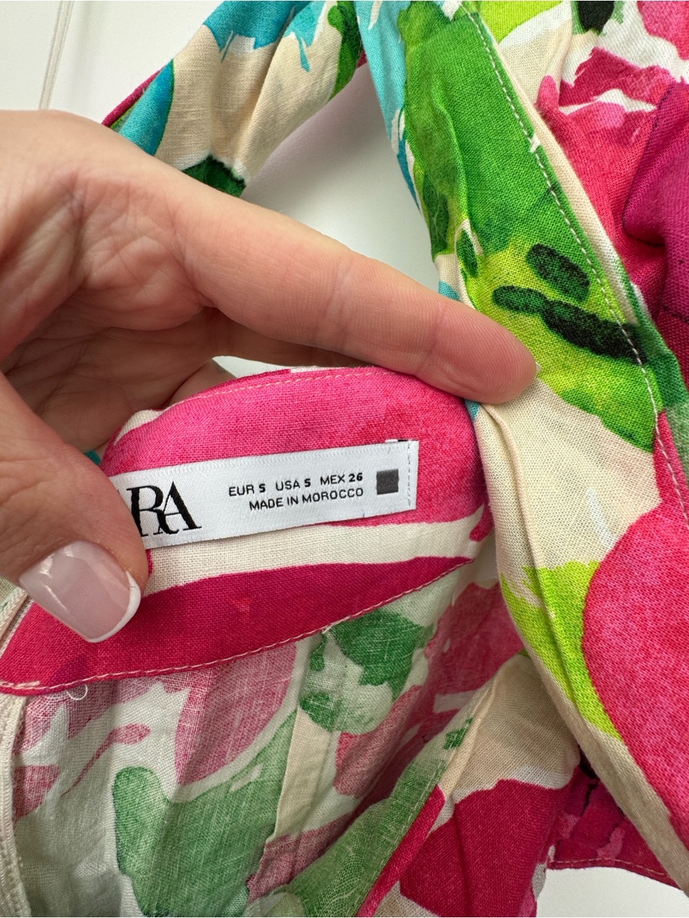 Zara Pink, Green & Aqua Floral Halter Mini Dress - Picture 3 of 3